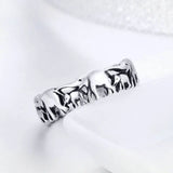Elephant Family MOM DAD Baby Sterling Silver Ring