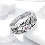 Silver Daisy Flower & Infinity Love Engagement Ring