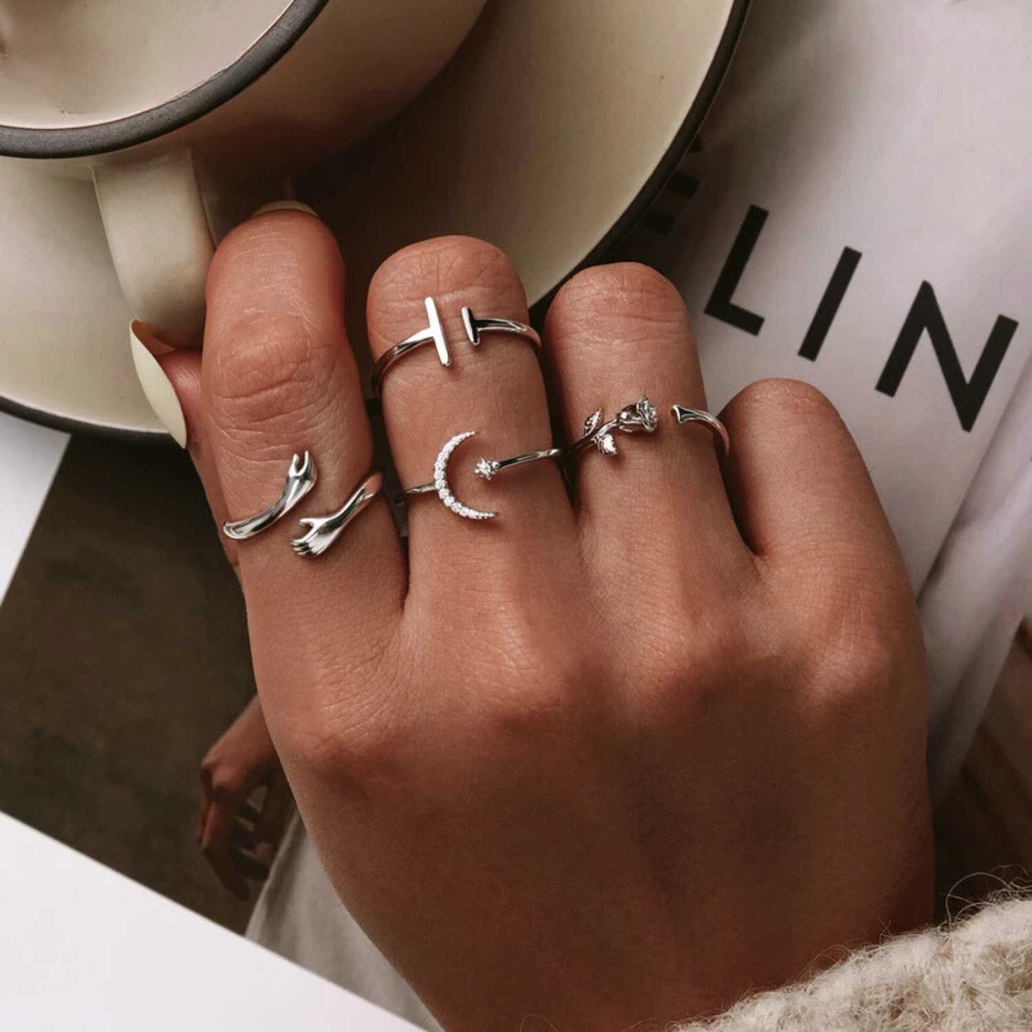 Simple Minimalist Open Adjustable Finger Rings