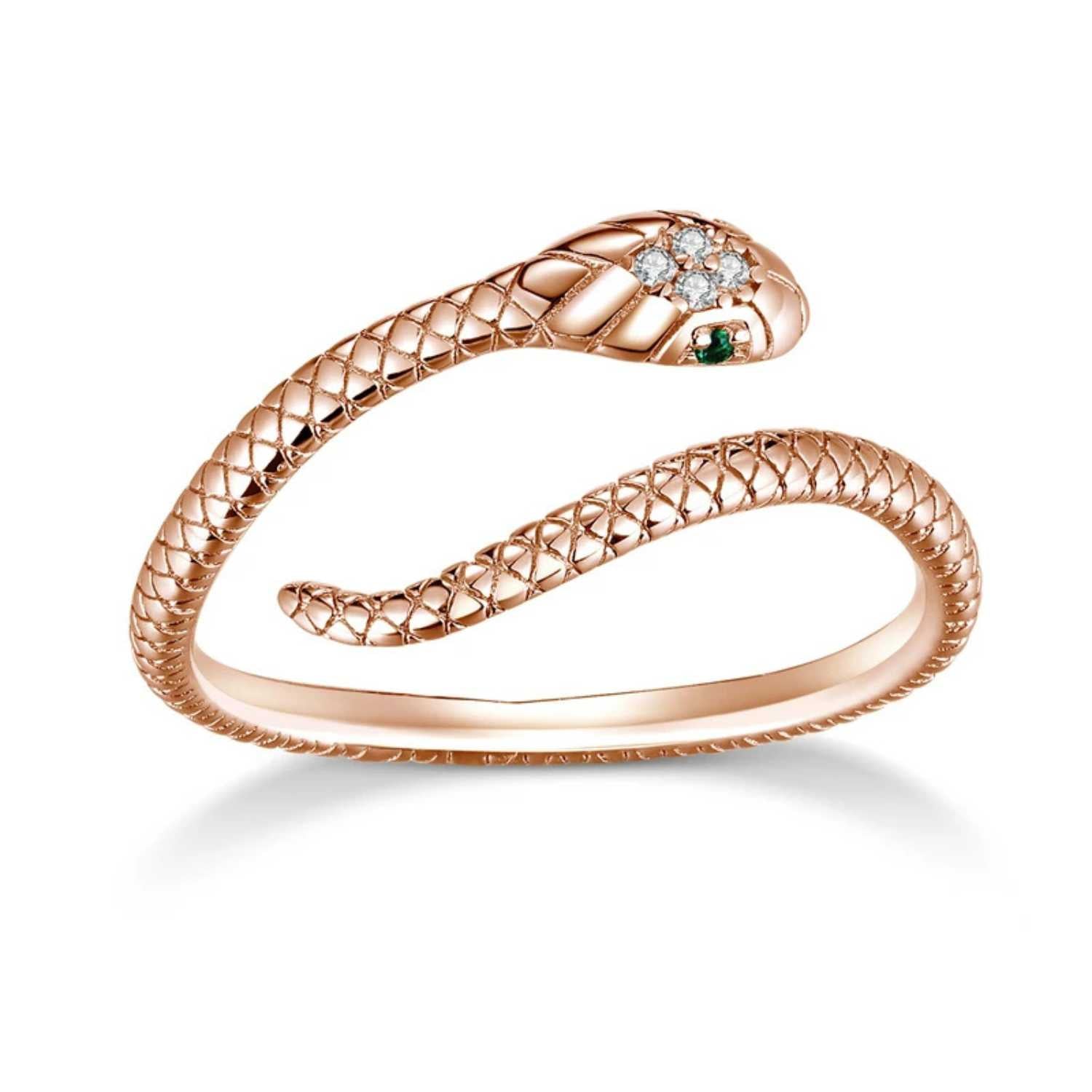 Green Zircon Retro Textures Snake Ring – Thechicjewelry