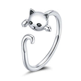 Sterling Silver Cute Cat Ring
