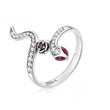Silver Snake & Rose Ring for Women