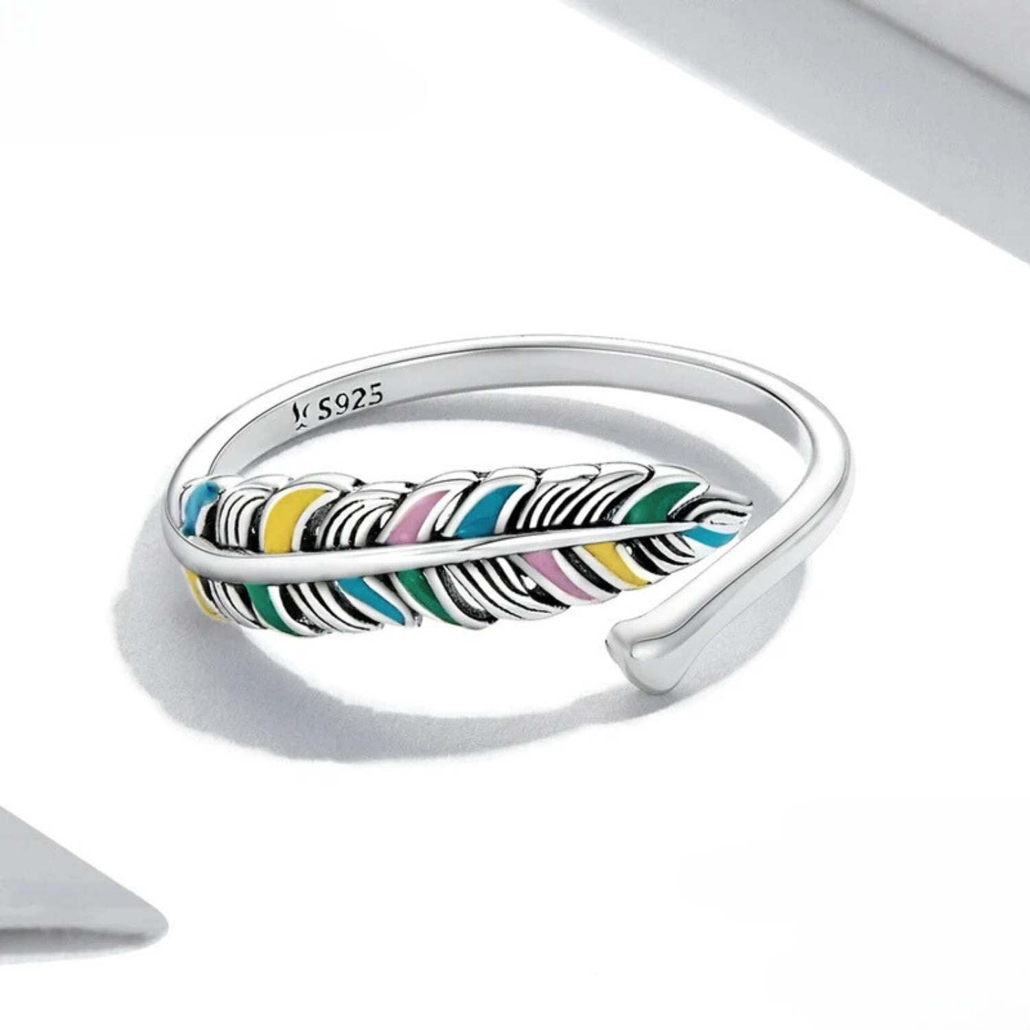 Colored Feather Adjustable Ring