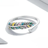 Colored Feather Adjustable Ring