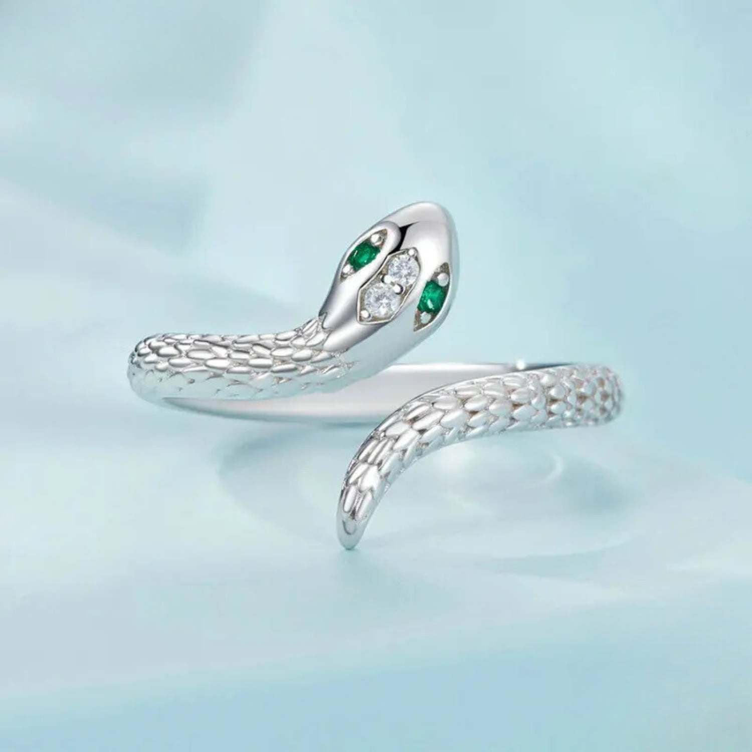 Carved Snake Design Sterling Silver Ring