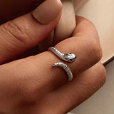 Carved Snake Design Sterling Silver Ring
