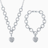 The Solid Heart Pendant Necklace & Bracelet Set