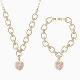 The Solid Heart Pendant Necklace & Bracelet Set