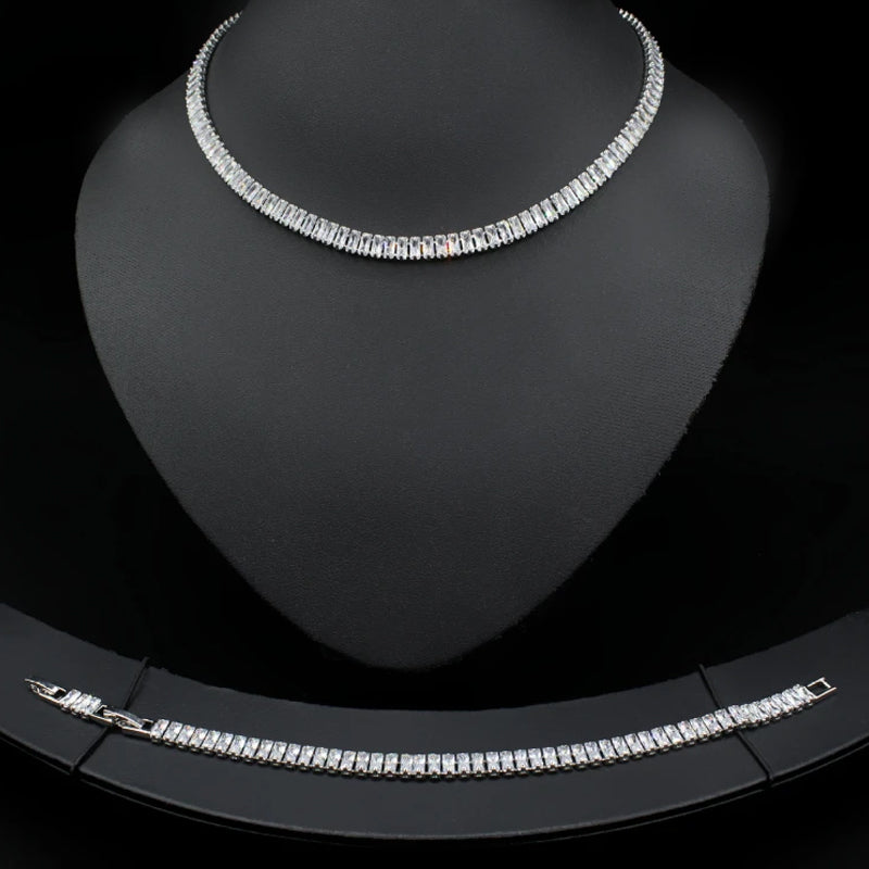 Rectangular Minimalist Glistening Jewelry Set