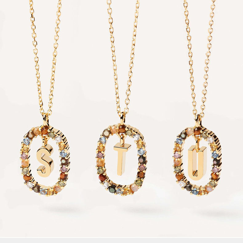 Colorful Gemstone Initial Necklace