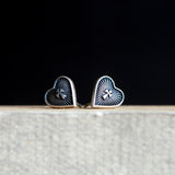 Sacred Heart Cross Studs in 925 Silver