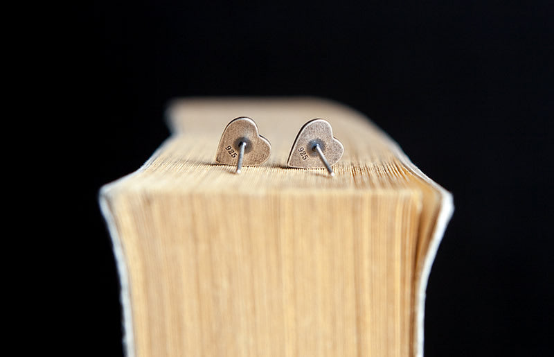 Sacred Heart Cross Studs in 925 Silver