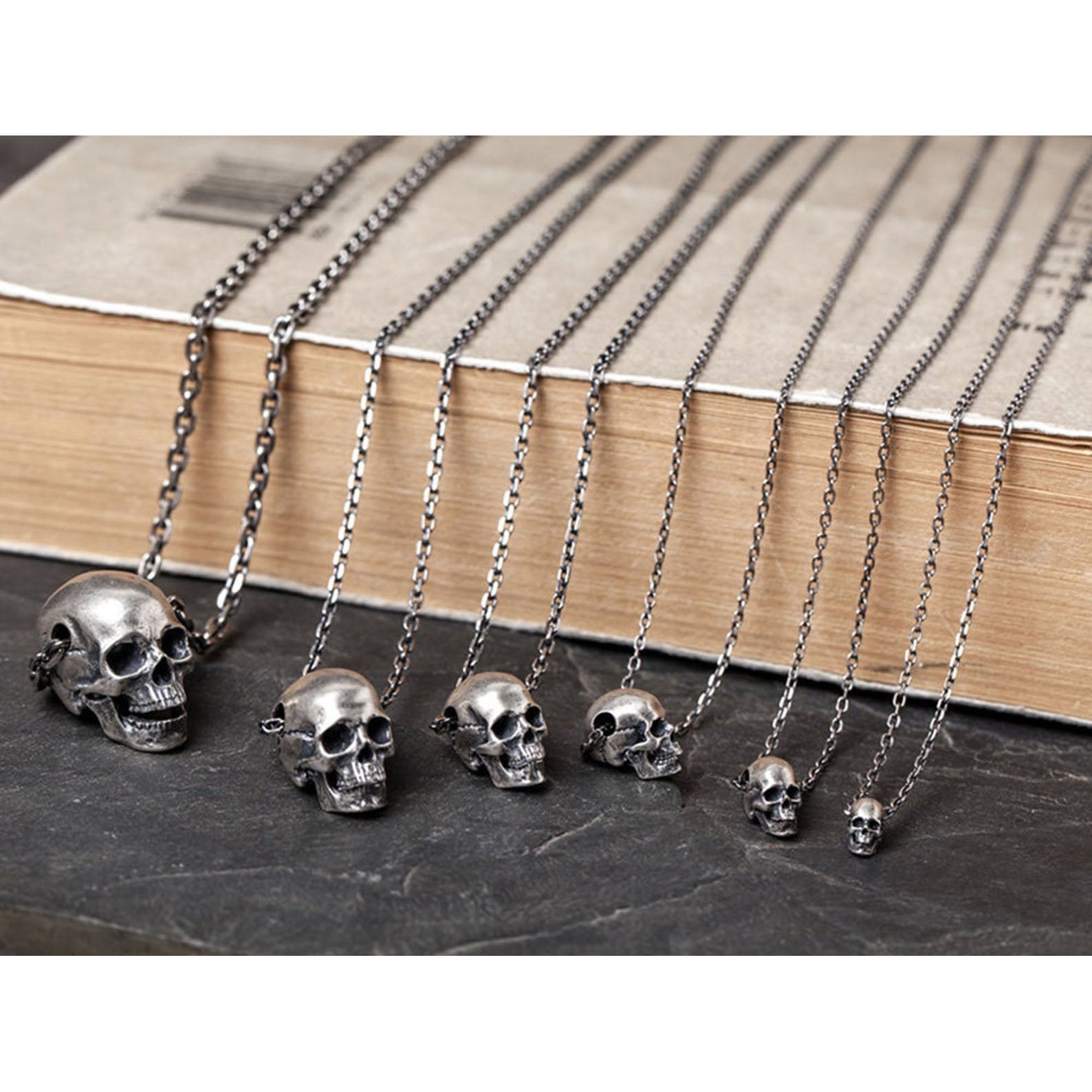 Skeleton Silver Beads Gothic Pendant