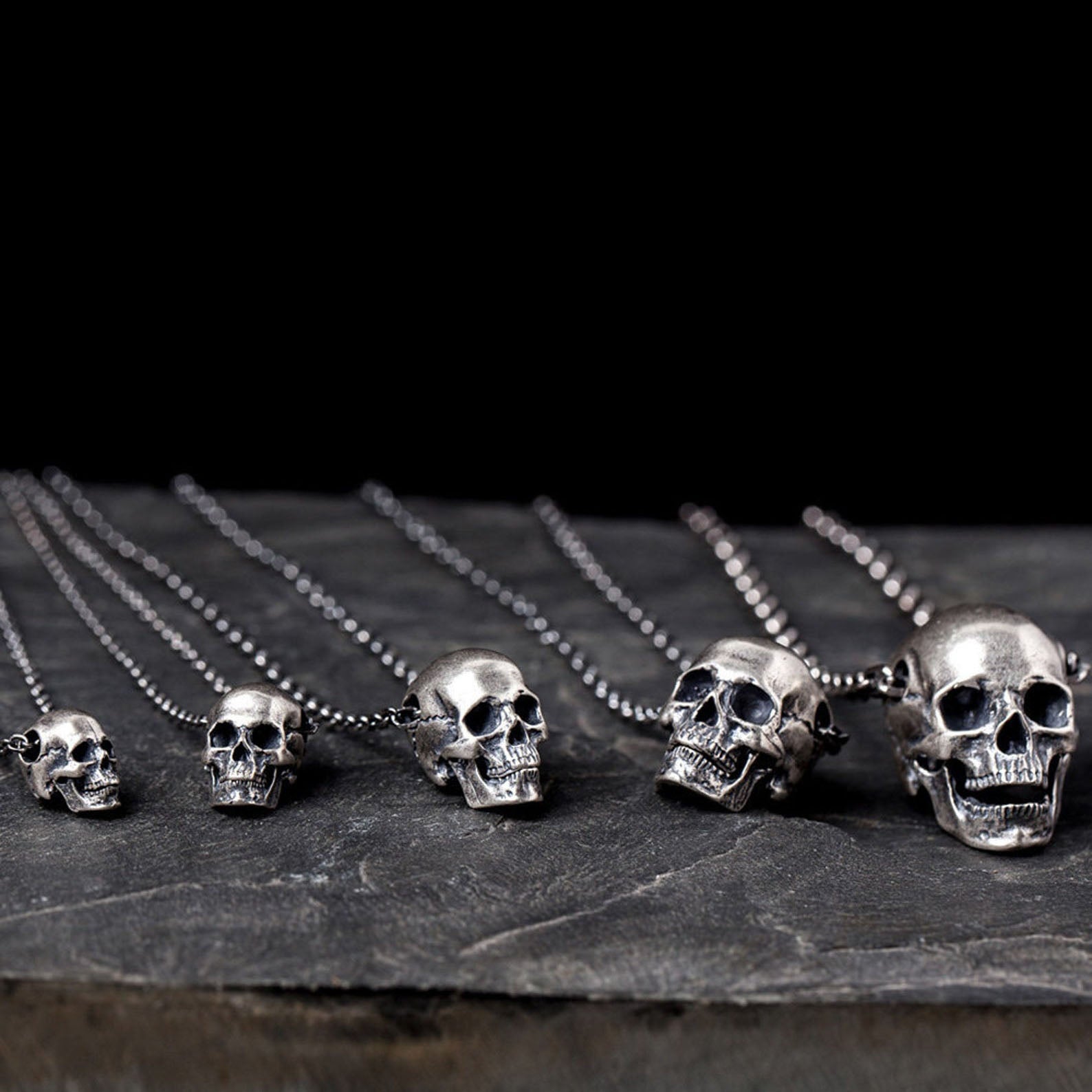 Skeleton Silver Beads Gothic Pendant