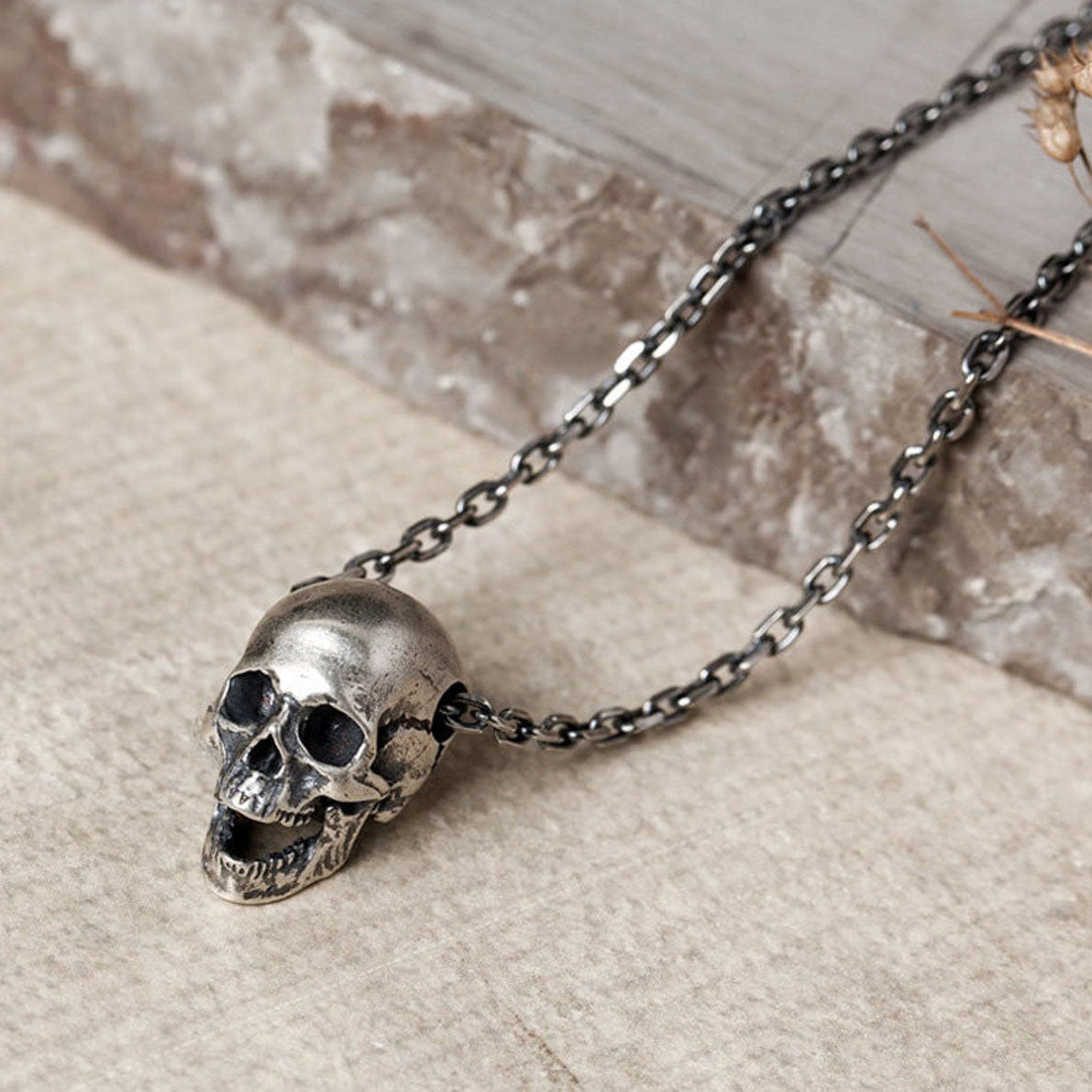 Skeleton Silver Beads Gothic Pendant