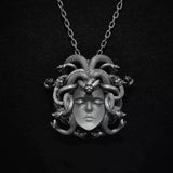 925 Silver Medusa Pendant Necklace with Snake Hair