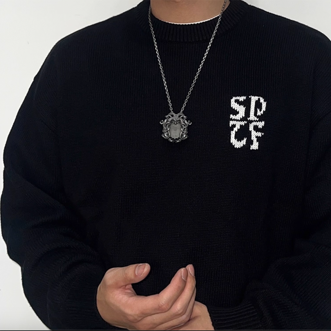 925 Silver Medusa Pendant Necklace with Snake Hair