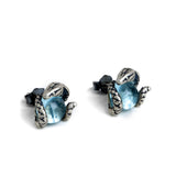 Snake with Blue Topaz Stud Earrings