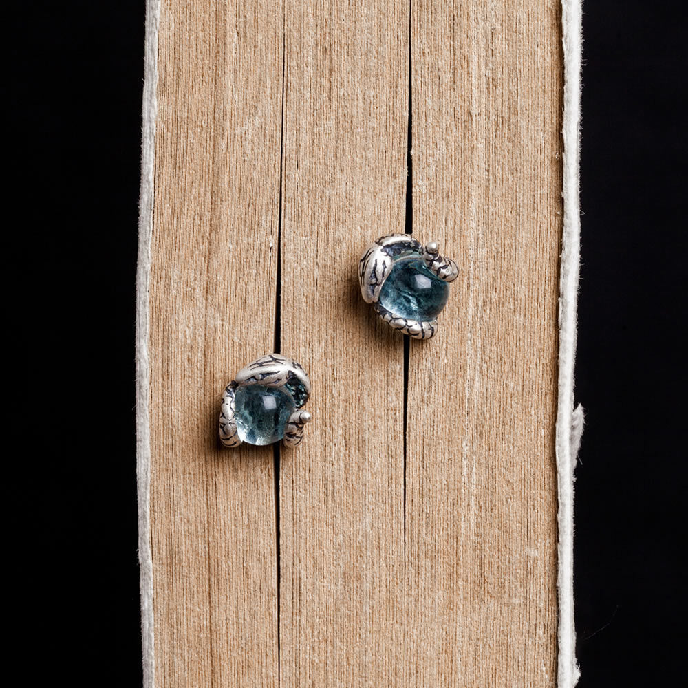 Snake with Blue Topaz Stud Earrings