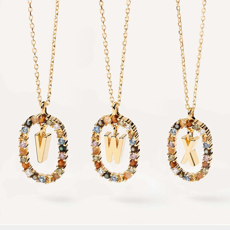Colorful Gemstone Initial Necklace