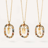 Colorful Gemstone Initial Necklace