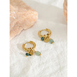 Stainless Steel Stone Charms Hoop Earrings
