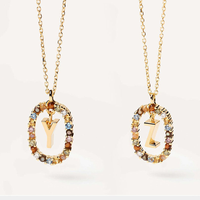 Colorful Gemstone Initial Necklace