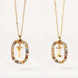 Colorful Gemstone Initial Necklace