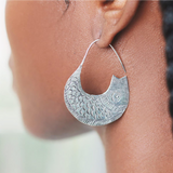 Engaved Silver Huge Fish Earrings