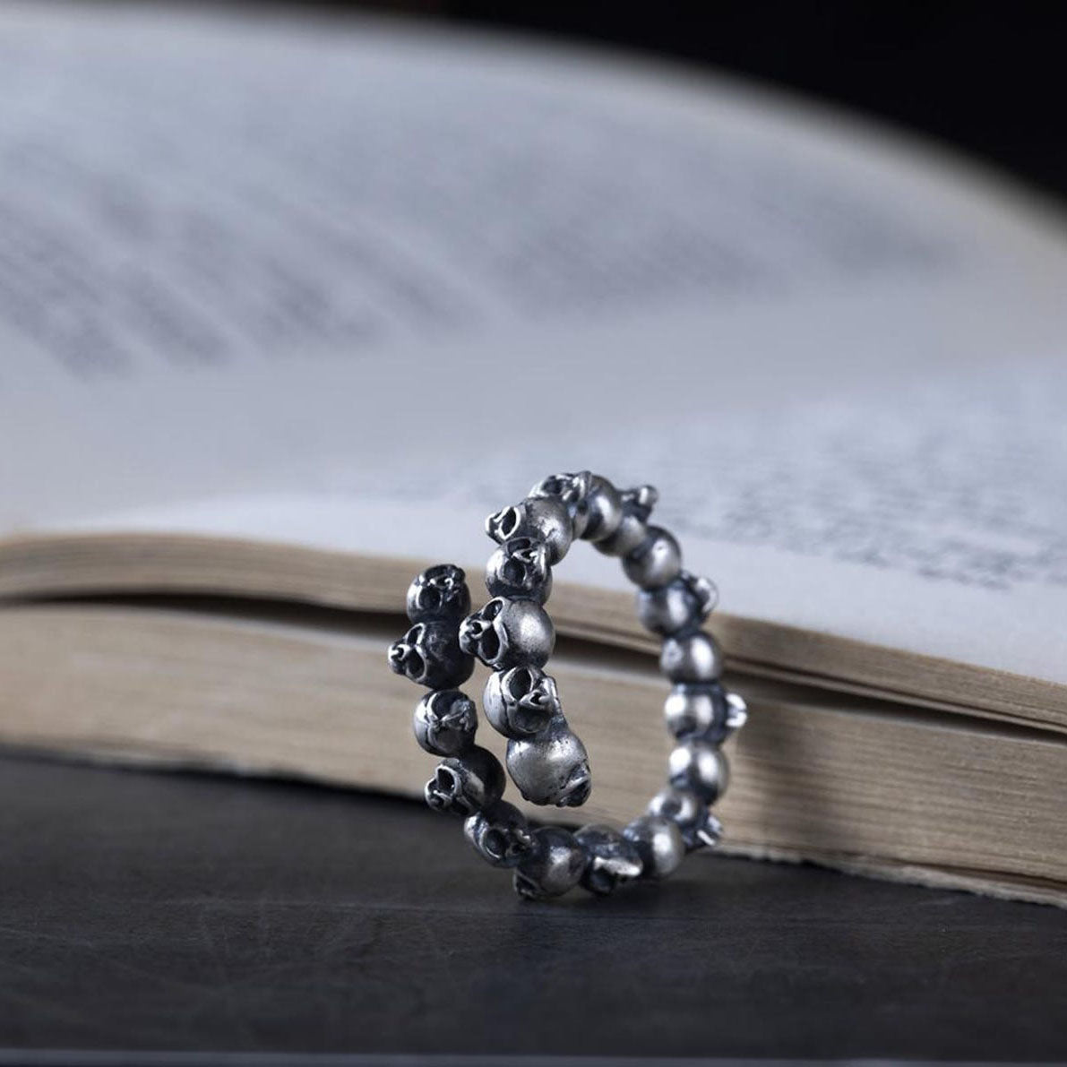 Handmade Full Skull Ring Gothic Punk Sterling Silver