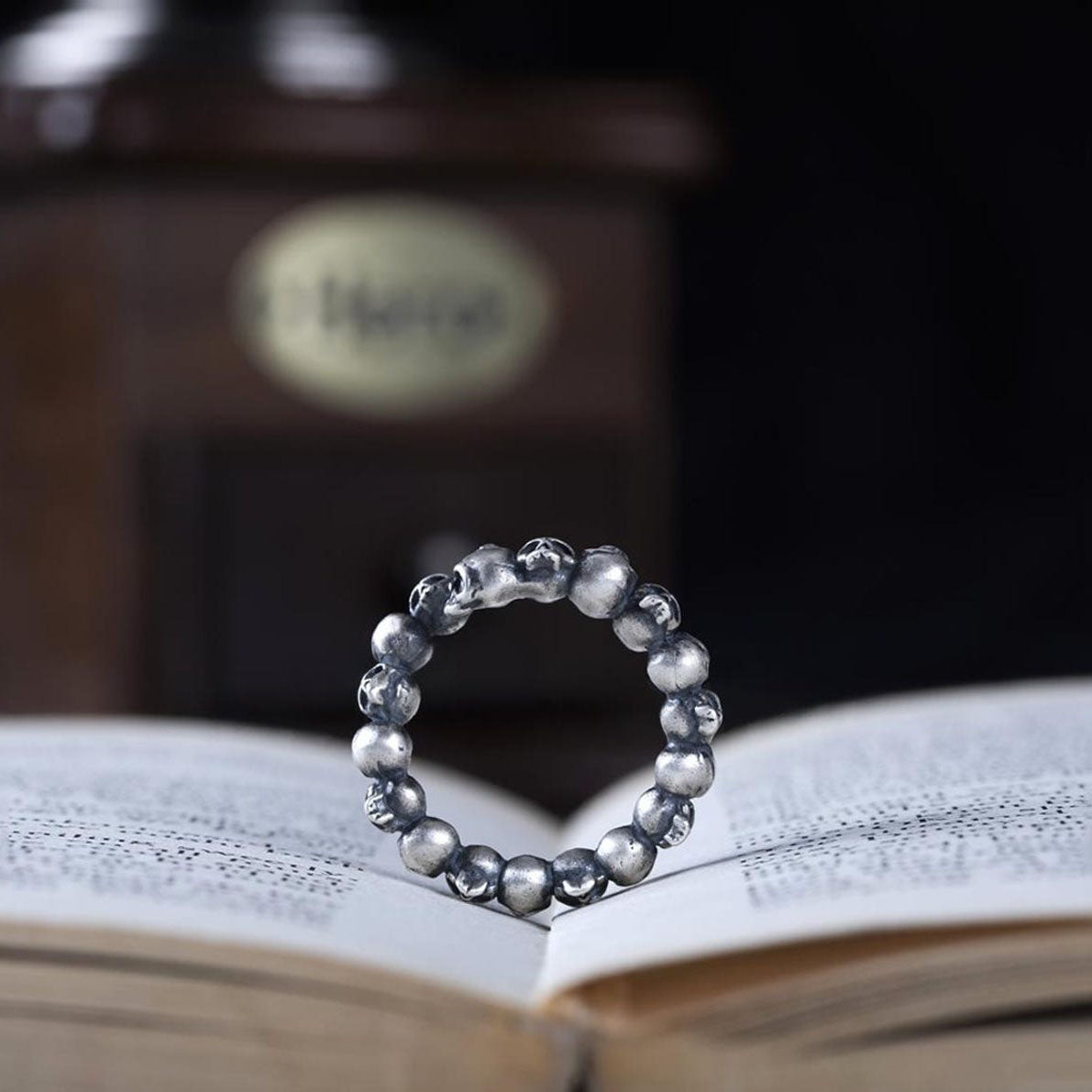 Handmade Full Skull Ring Gothic Punk Sterling Silver