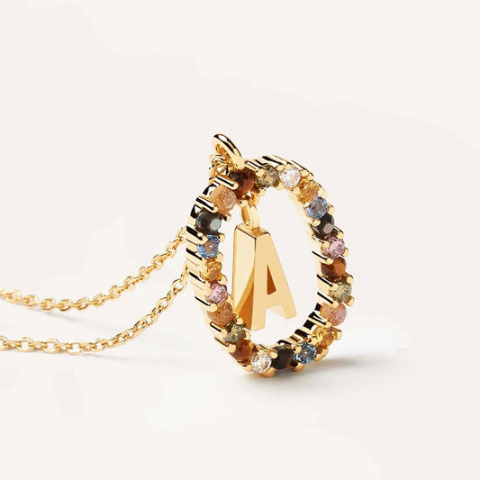 Colorful Gemstone Initial Necklace