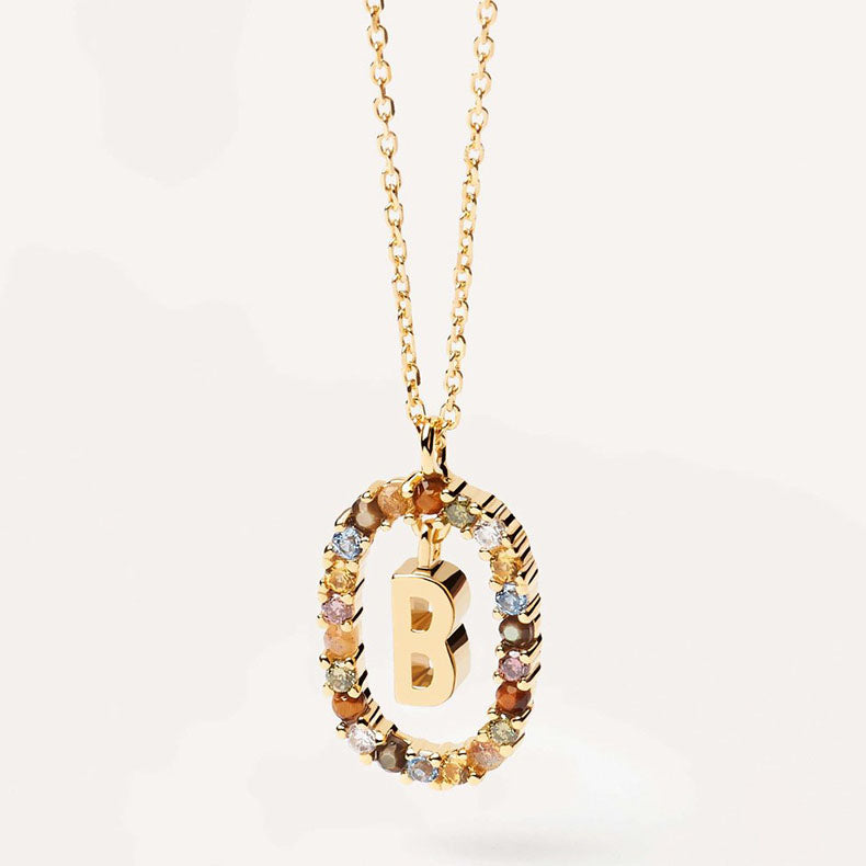 Colorful Gemstone Initial Necklace