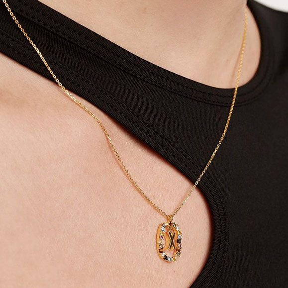 Colorful Gemstone Initial Necklace
