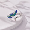 Chic Silver Blue Feather Adjustable Ring