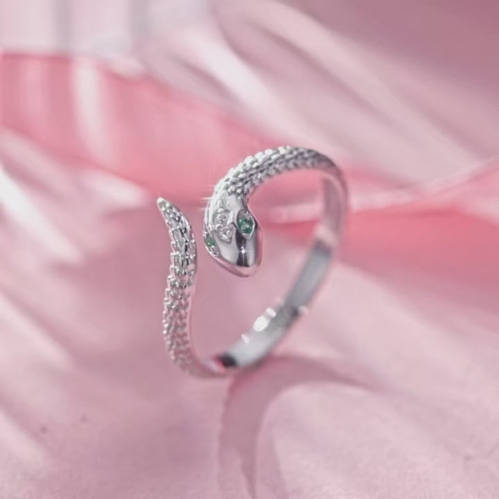 Carved Snake Design Sterling Silver Ring