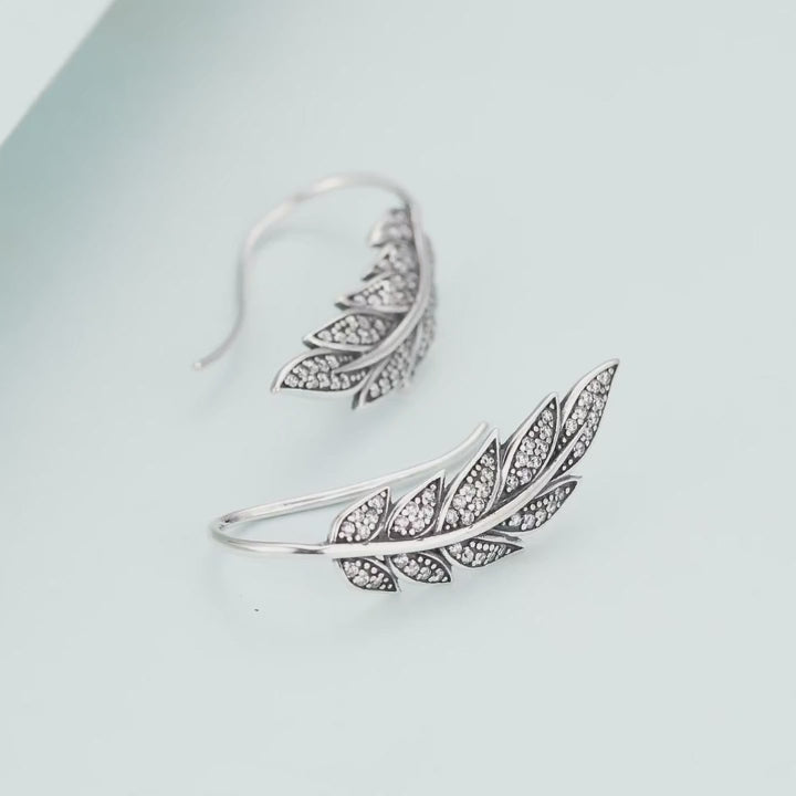 Vintage Feather Wings Long Drop Earrings