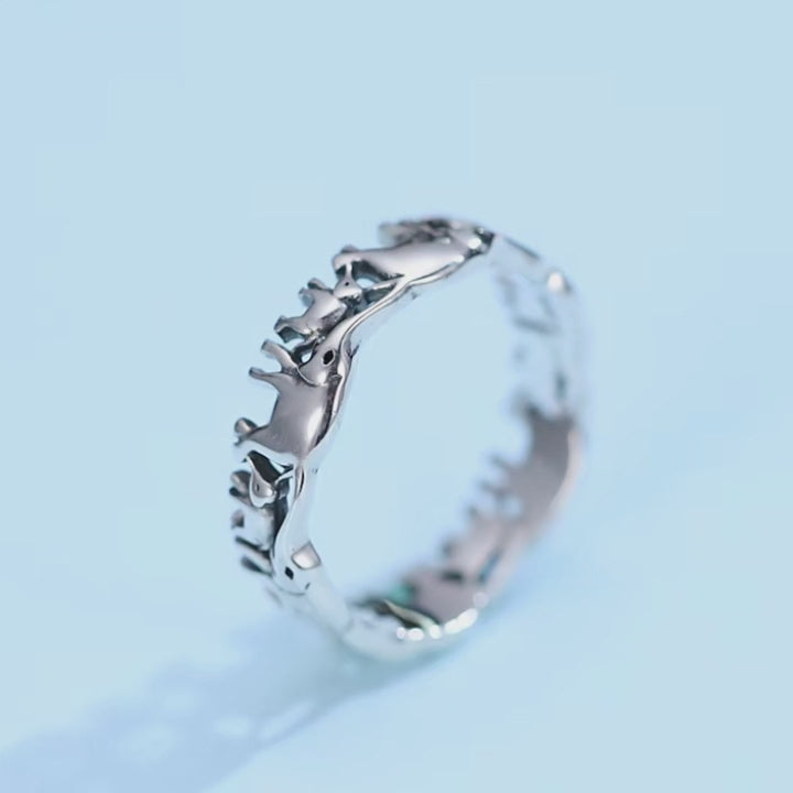 Elephant Family MOM DAD Baby Sterling Silver Ring