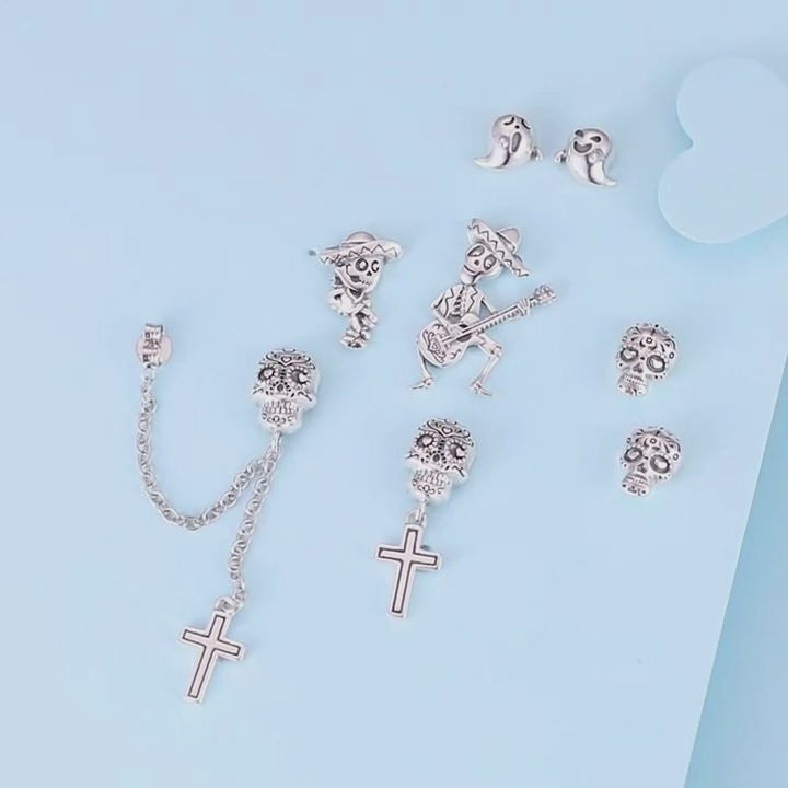 Skull with Cross Stud Earrings