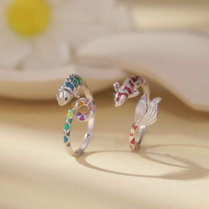 Silver Chameleon Opening Ring