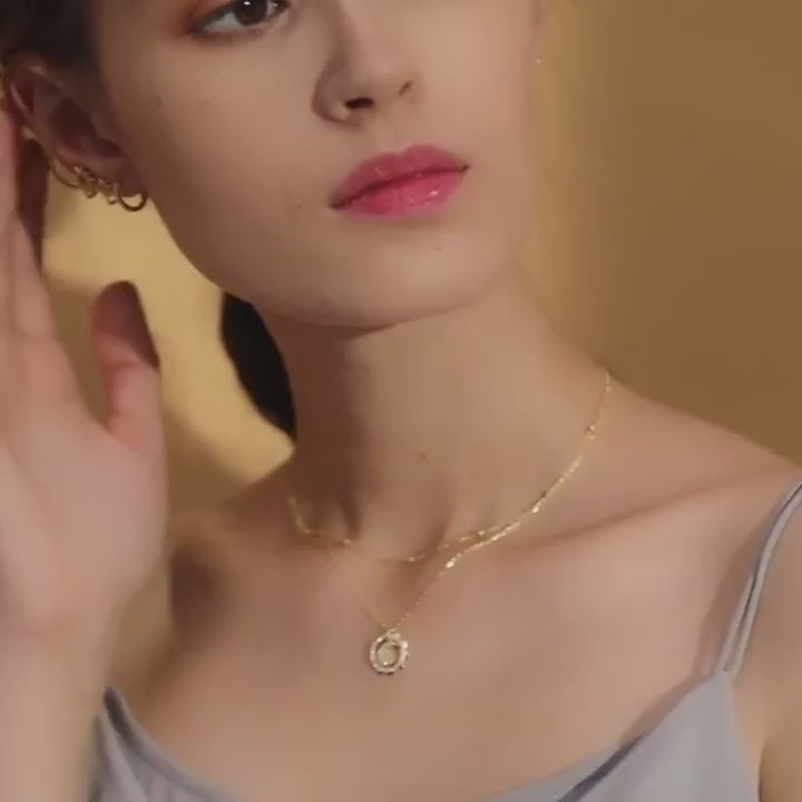 Vintage Gold Sun and Moon Double Layers Choker Necklaces