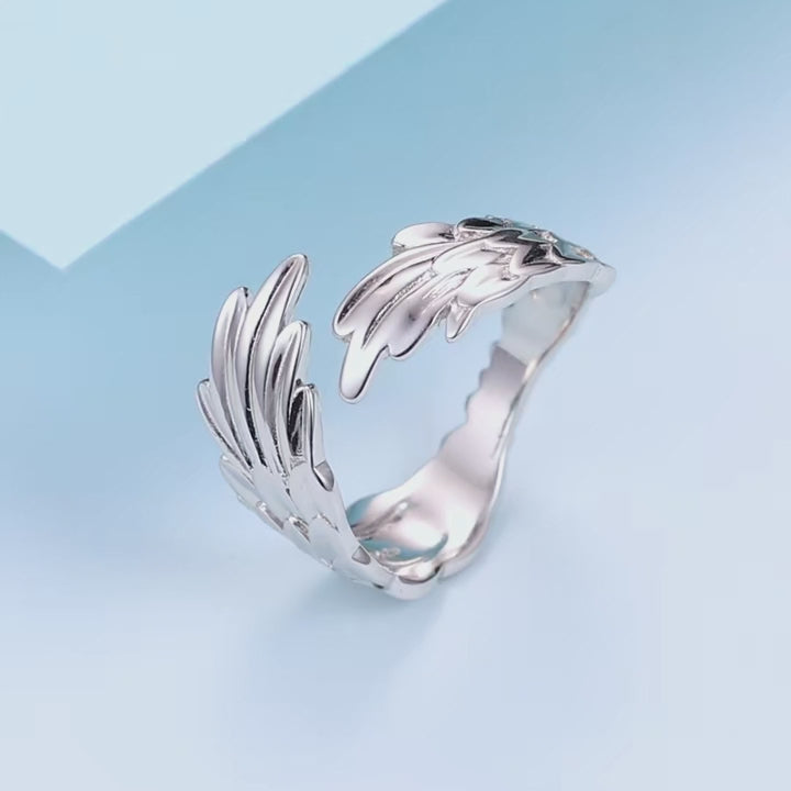 Angel Wing Fashion Statement Silver Ring